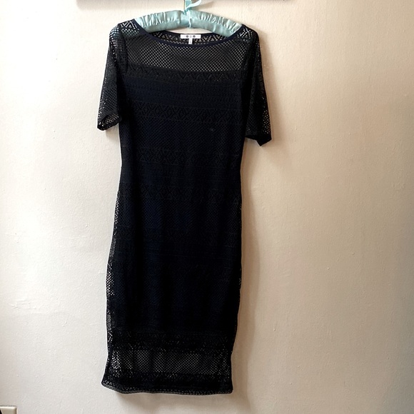 Three Dots Black Lace Overlay On Dark Blue - Size S - NWOT - Picture 5 of 14